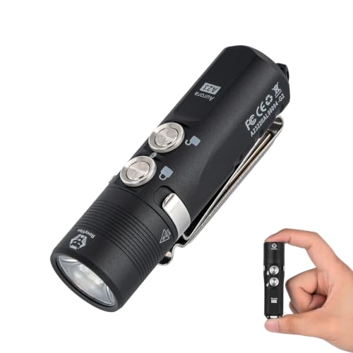 RovyVon Aurora A23 Black Mini Keychain Flashlight 1000 Lumens Waterproof USB-C