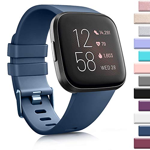 Soft TPU Bands for Fitbit Versa - 3 Pack Black/Navy Blue/Gray