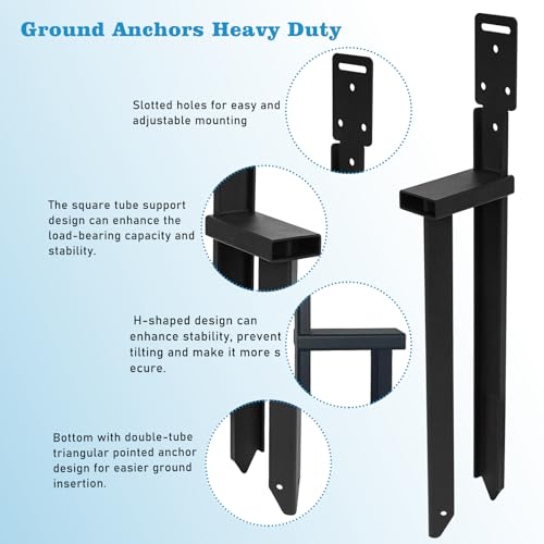 WPBHk 4PCS Heavy Duty Ground Anchors with L Brackets - Fence & Tent Repair Kit