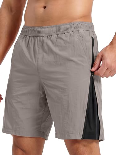 Men's Quick Dry Tennis Shorts with Zipper Pockets - 7" Inseam / Large / Dark Grey