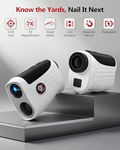 Golf Rangefinder with Slope Switch & Flag Lock Vibration - White