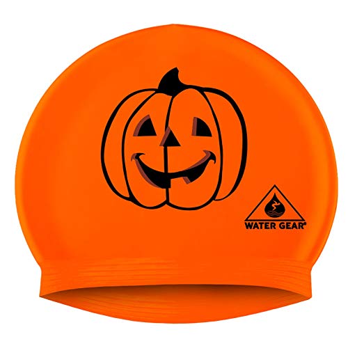 Latex Swim Cap for Long Hair - Waterproof Swimming Accessory - Pumpkin