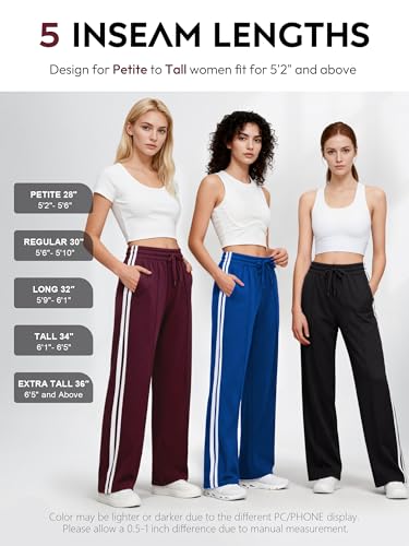 Tapata Women's Inseam Track Pants 32'' Dark Grey, Loose Straight Leg Jogger 26/28/30/32/34/36