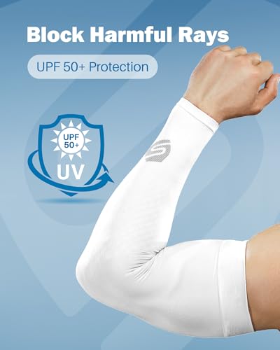 3 Pairs UV Sun Arm Sleeves for Women & Men Cooling Tattoo Cover Up – White
