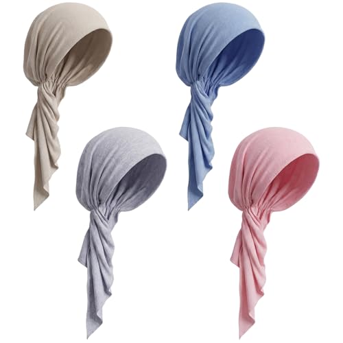Halfchet Soft Color Chemo Headwear for Women - Cancer Scarf 4 Pack