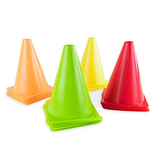 7.5" Neon Sports Training Cones - 24 Pack, Small Size