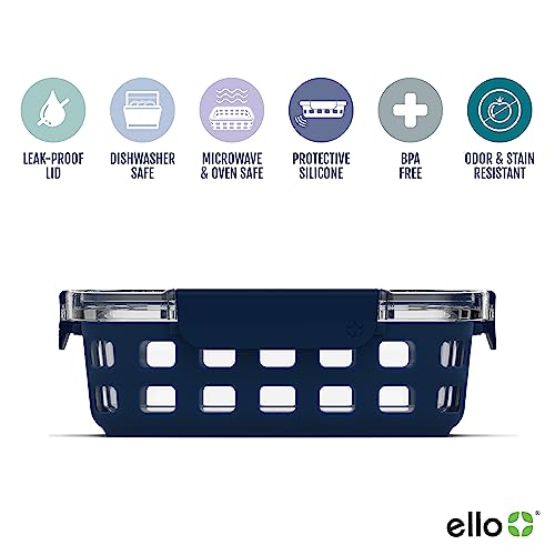 Ello Duraglass 3.4 Cup Glass Meal Prep Containers, 3-Pack, Mixed Berry