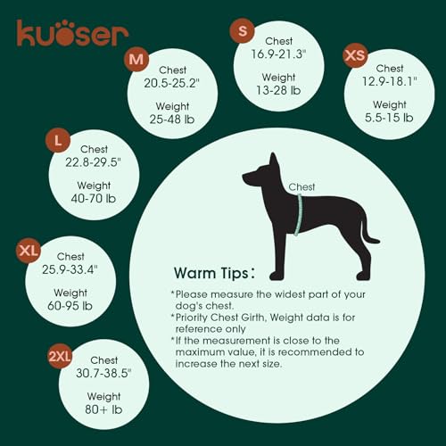 Kuoser XL Reflective Dog Life Jacket Green, High Flotation Pet Swim Vest