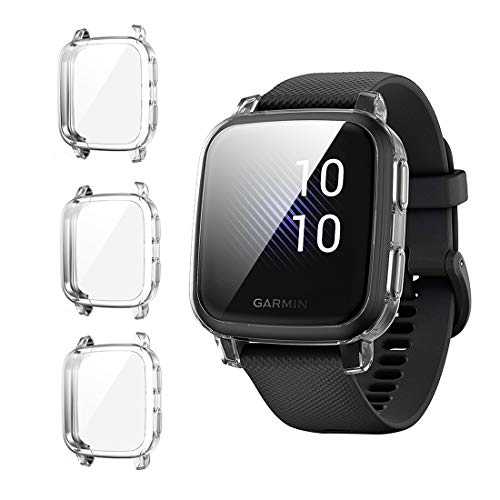 Garmin Venu Sq Screen Protector Case - 3-Pack Clear TPU Bumper Cover
