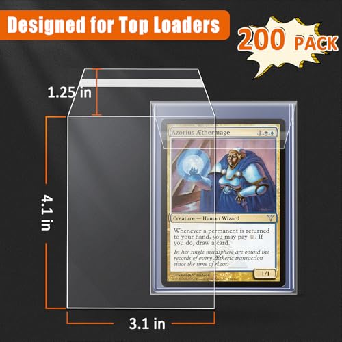 200 Pack Top Loader Card Sleeves - Resealable Protectors