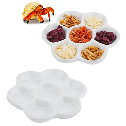 Ceramic Food Dish for Hermit Crabs - 2 Pcs with 7 Compartments