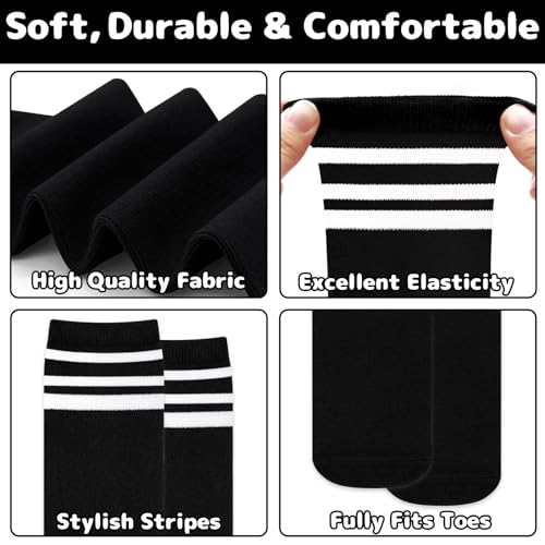 Youth Soccer & Baseball Knee High Socks - Black & White, 3-6 Years