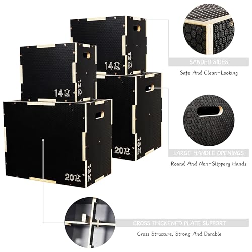 Plyo Box Jump Exercise Platform - 16" x 14" x 12" - Black