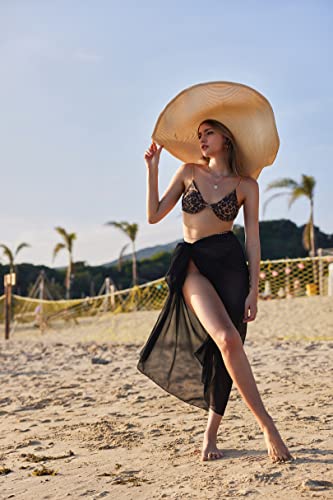 Women’s Chiffon Sarong Swimsuit Coverup - Black, One Size