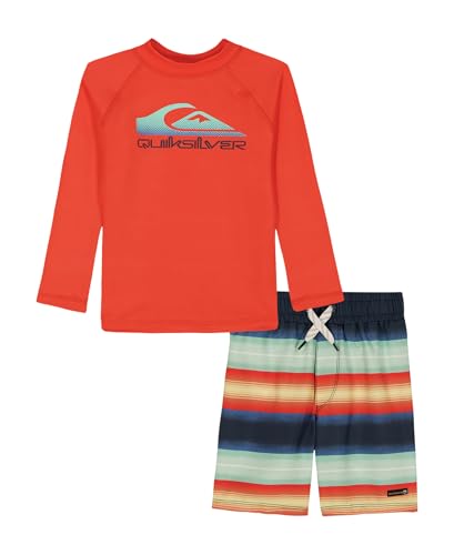 Baby Boys' 2-Piece Swimsuit Trunk & Rash Guard Set 18 Months Red
