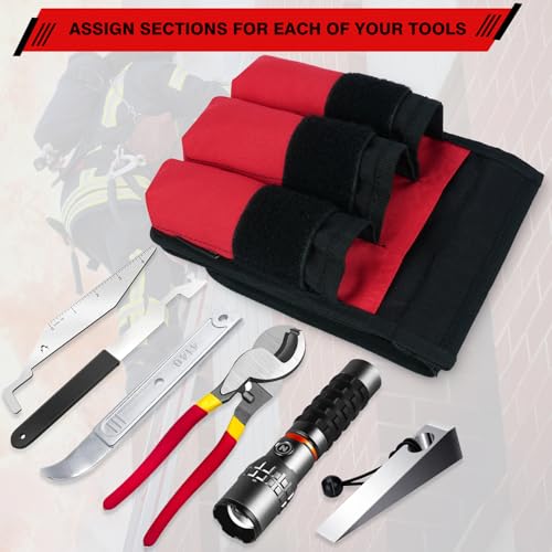 MELOTOUGH 7-Pocket Firefighter Tool Pouch with Carry Handle and Flap, Fits in Bunker Gear Pocket, Tool Organizer