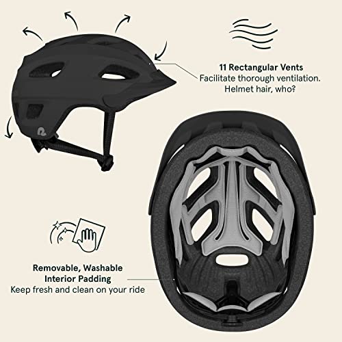 Adjustable Adult Bike Helmet with LED Light - Matte Black