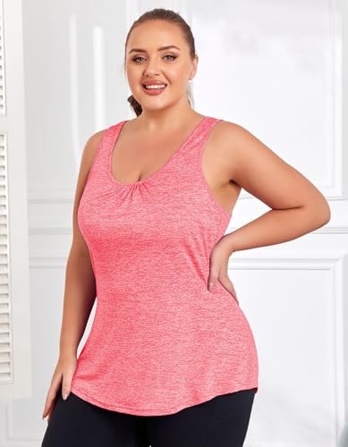 ForHailey Plus Size Pink Racerback Workout Tank Top XX-Large