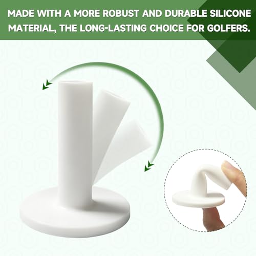 Rubber & Bamboo Golf Tees Set - 16-Piece White Variation