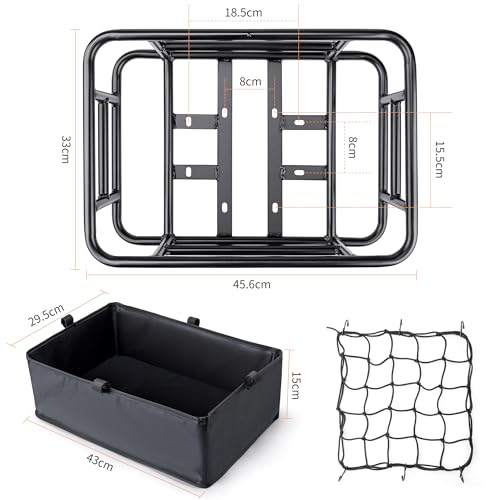 CXWXC Large Bicycle Rear Basket 18x13x6 Inch Cargo Carrier with Net & Liner