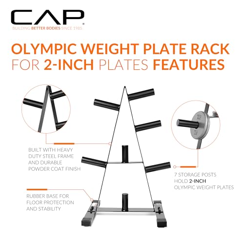 Olympic Plate Tree Rack - 7-Post Heavy-Duty Storage for Home Gym