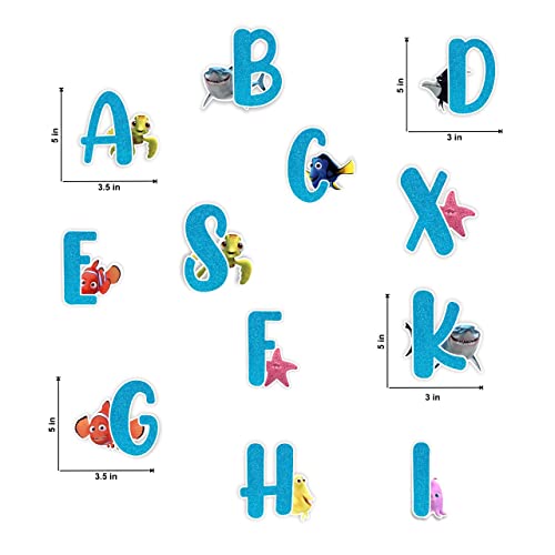 Findng Nmo Alphabet Wall Stickers A to Z ? Educational Ocean Theme Vinyl Wall Decals for Room, or Classroom ? Removable & Reusable Findng Nmo ABC Letters Wall Decor for Toddlers