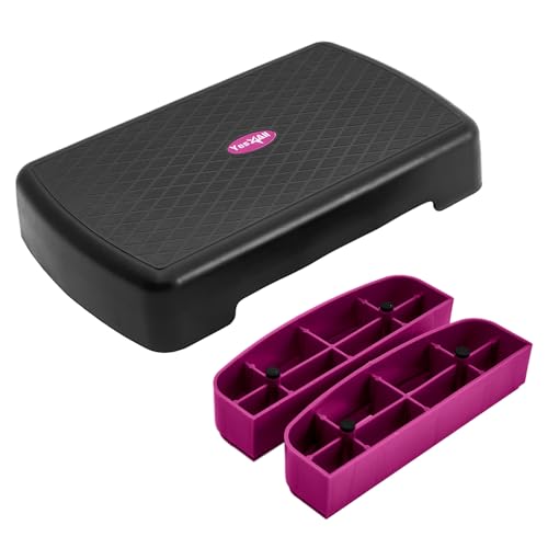 Aerobic Exercise Step Platform with Risers - Mini Stepper in Purple/Black