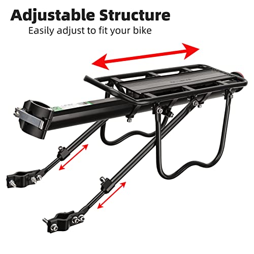 Rear Bike Rack - Quick Release Aluminum Alloy Cargo Rack - All Black