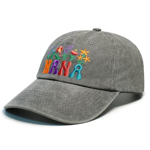 Adjustable Washed Cotton Nana Hat for Grandkids - Dark Grey Gift for Nana