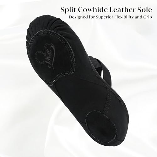 Ballet Shoes for Women - Highly Stretch Canvas Dance Slippers - Black
