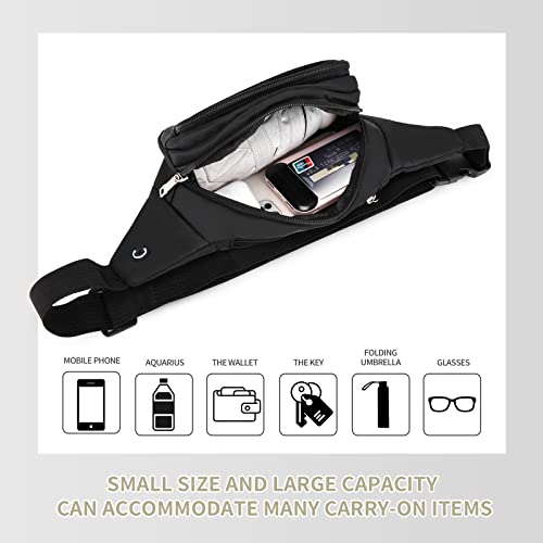 Large Nylon Crossbody Fanny Pack - Black Pure