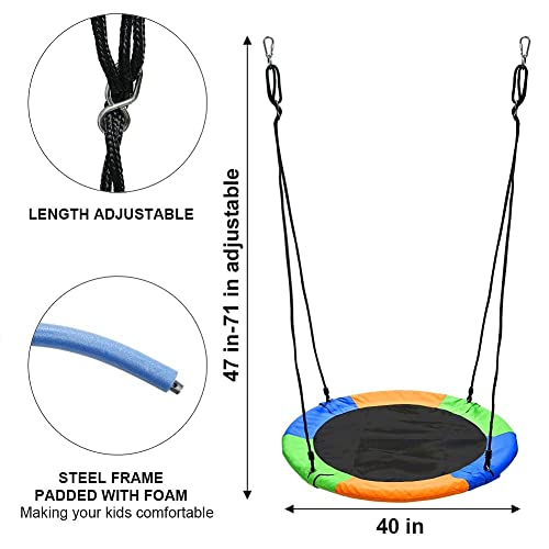 Juegoal 40 Inch Saucer Tree Swing - Large Outdoor Rope Swing for Kids & Family