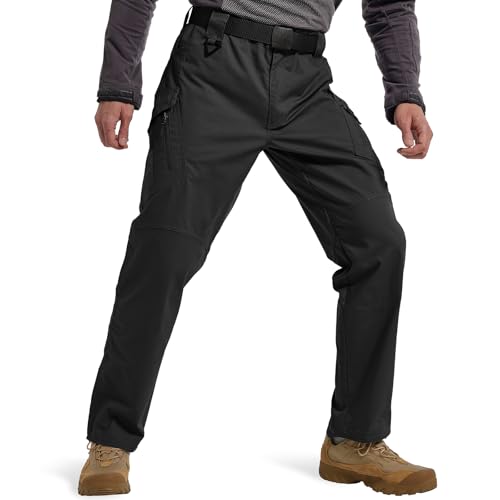 Hiwise Men's Water-Resistant Ripstop Tactical Cargo Pants 34W x 32L Black