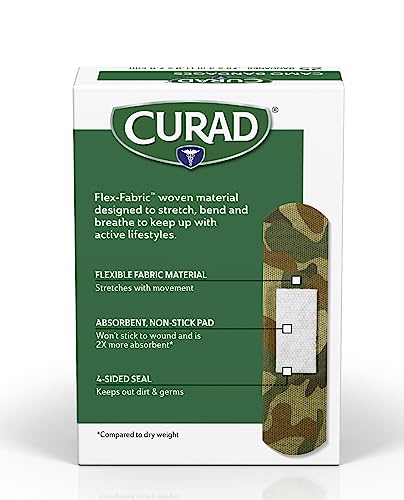 Green Camo Flex-Fabric Adhesive Bandages - 3/4" x 3" - 25 Count