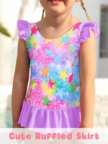 Ruffle Mermaid One-Piece Swimsuit for Toddler Girls 2-7Y