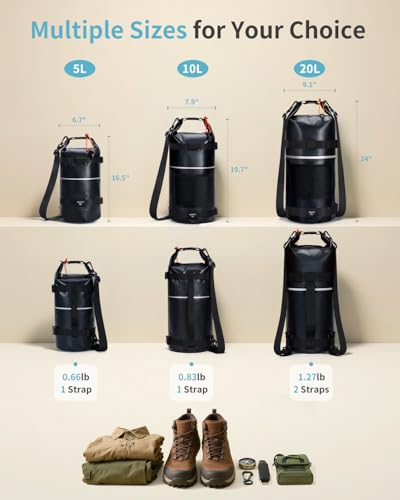 5L Waterproof Dry Bag for Travel, Kayaking, Hiking - Black