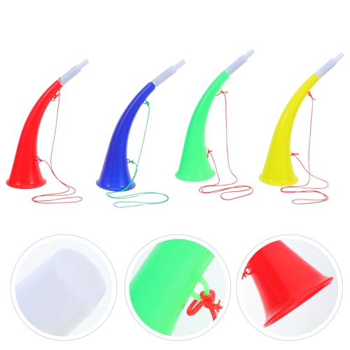10.24-Inch Stadium Horn Noise Makers - 4 Pack with Lanyard
