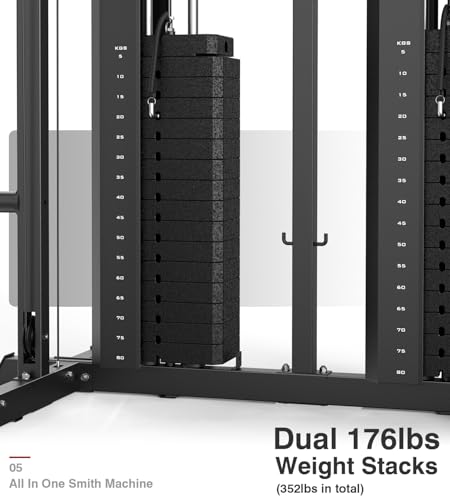 Smith Machine with Weight Stacks Home Gym System - 352lbs