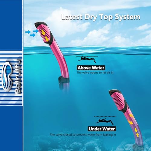 Snorkeling Gear for Adults 2-Pack - Anti-Fog & Breath-Free Dry Snorkel with Quick-Dry Bags (Black & Rose)