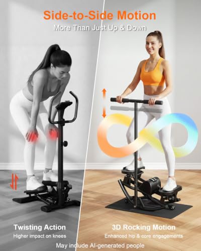 Lateral Rock Stepper Exercise Machine with Resistance Bands - Black