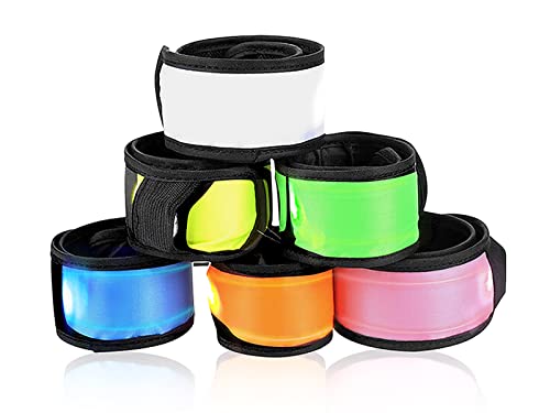 LED Light Up Slap Bracelets - 6 Pack Night Safety Bands
