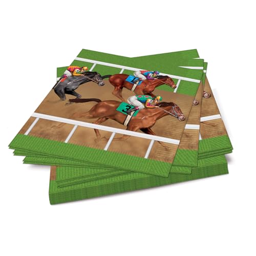 Horse Racing Luncheon Napkins - 16 Pack, 6.5" Square