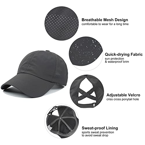 Criss Cross Ponytail Baseball Cap for Women - White One Size