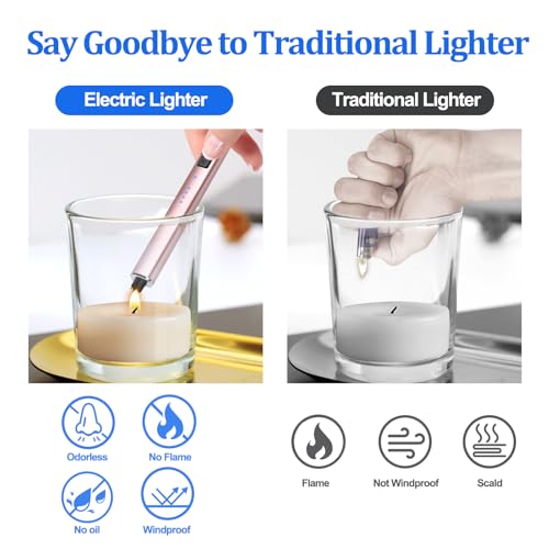 Electric Candle Lighter - Rechargeable Flameless Arc - Pink
