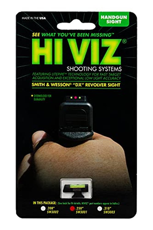 HIVIZ SW3001-G Smith&Wesson Fiber Optic Front Revolver Sight (.250 height)