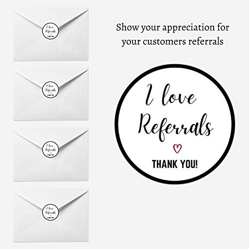 I Love Referrals Stickers Roll - 1.5 Inch, 500pcs Waterproof Labels