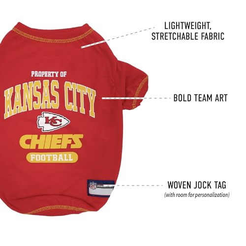 Kansas City Chiefs Dog T-Shirt - Large, Soft Stretchable Pet Apparel
