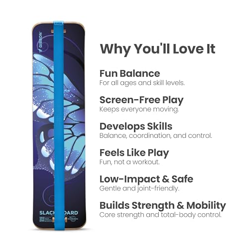 Balance Board for Kids & Adults - Gibbon SlackBoard Butterfly - 1 Line