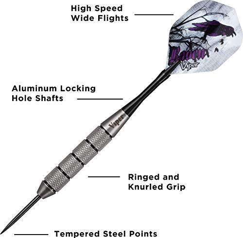 Viper Underground Steel Tip Darts Set 25g Raven with Tungsteel Alloy & Flights
