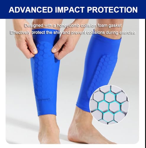 Soccer Shin Guards with Honeycomb Pads - Black, Large - 2 Pcs
